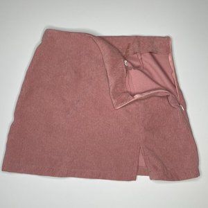PINK RIBBED CORDUROY MINI SKIRT